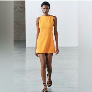 Zara Bright Orange Mini Shift Dress